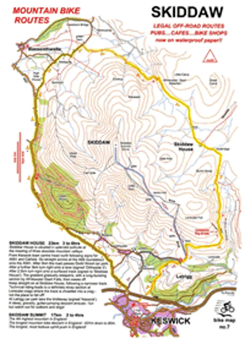 Bike Routes Map Skiddaw: Circuit And Summit